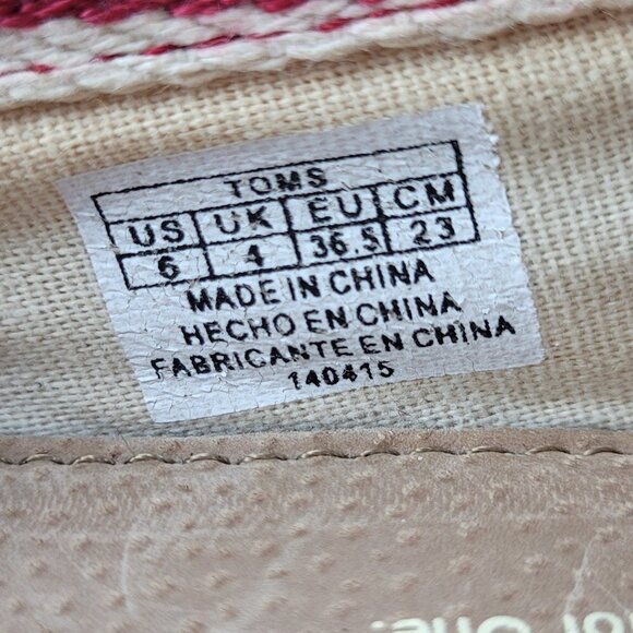 Toms Classic University Red Stripe Canvas Espadrille Slip On Flats 6 - Picture 9 of 9
